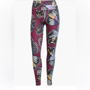 adidas Burgundy Butterfly Print Leggings